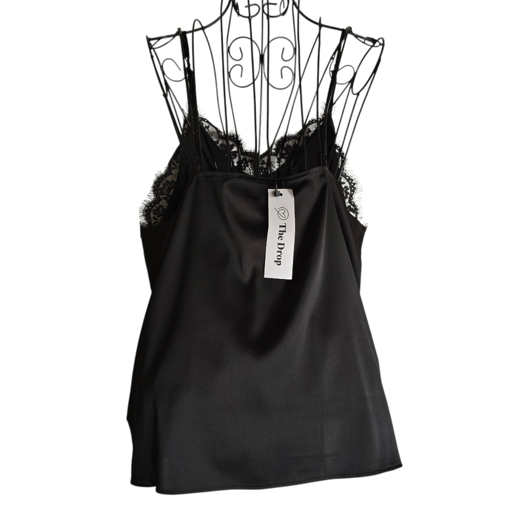 🍁NWT The Drop Women's Natalie V-Neck Lace-Trimmed Camisole Tank Top, Size XL - Picture 5 of 9
